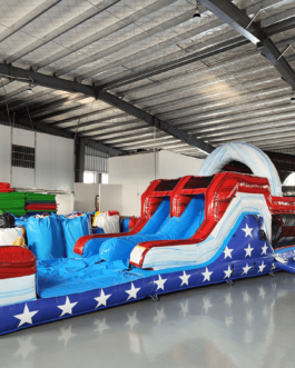 Bounce House Obstacle Course:46′ American Thunder Hybrid Obstacle