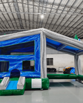 Explore the Fun: Euro Green Gush Canopy Bounce House for Sale