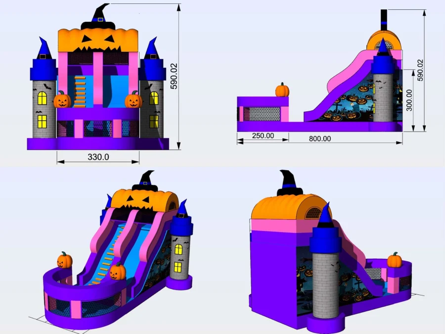 Spooky Halloween Pumpkin Slide (26L 11W 18T)